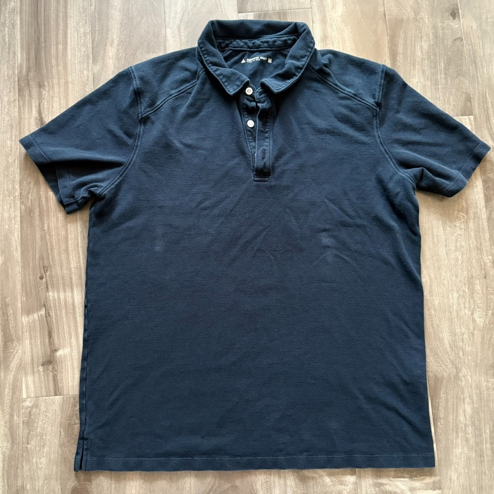 American Giant Polo Shirt Short‎ Sleeve Mens Medium Blue Made in USA